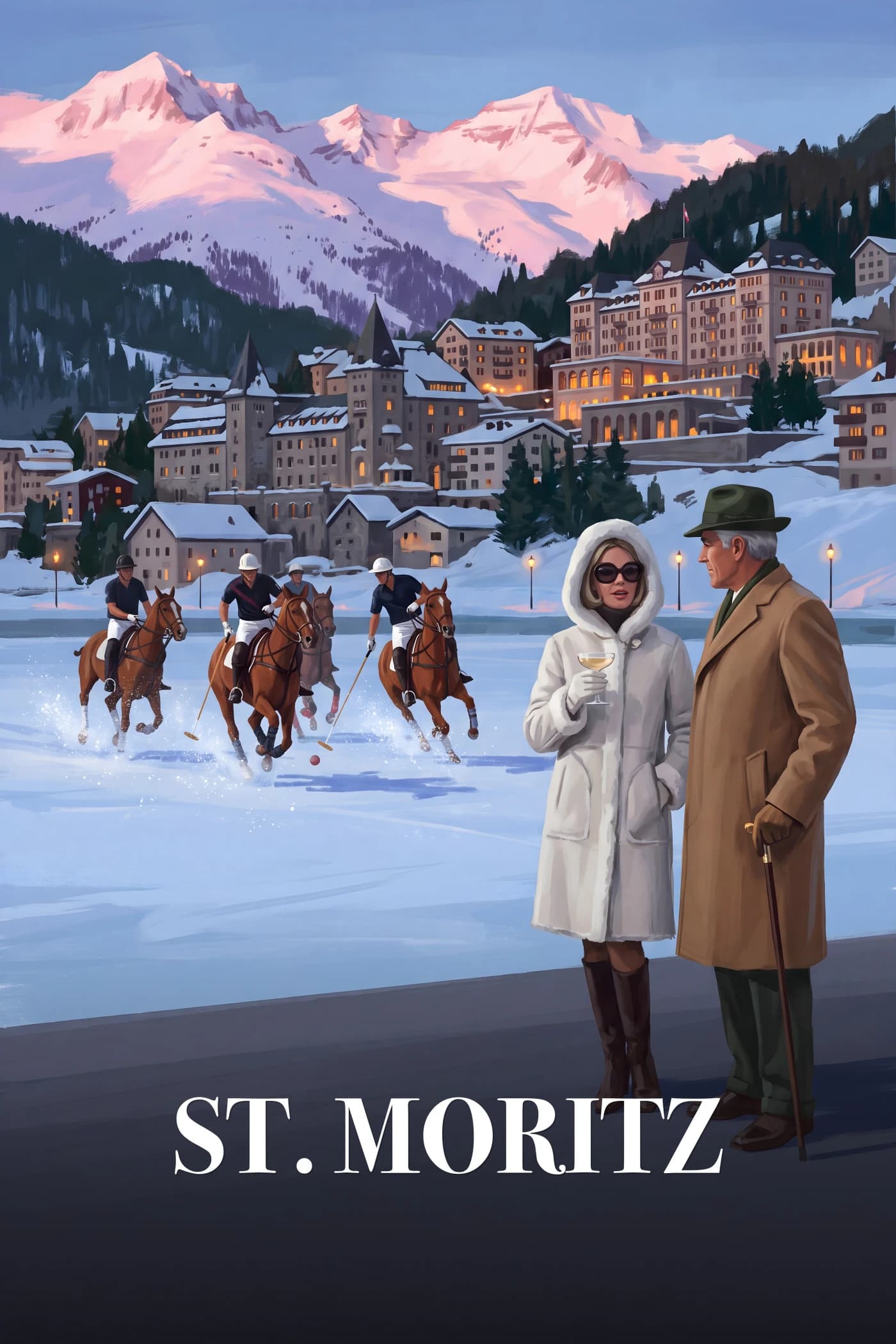 St. Moritz Art Print — Snow Polo on the Frozen Lake